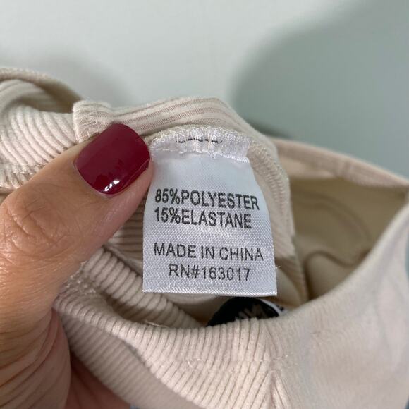 Princess Polly Cream Soft Ribbed Twist Waist Super Flared Pull On Pants Size 0 - Picture 6 of 7